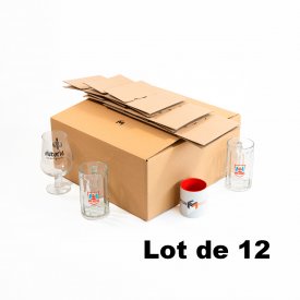 Lot de 12 cartons vaisselle pour 16 verres, mugs, chopes