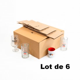 Lot de 6 cartons vaisselle pour 16 verres, mugs, chopes